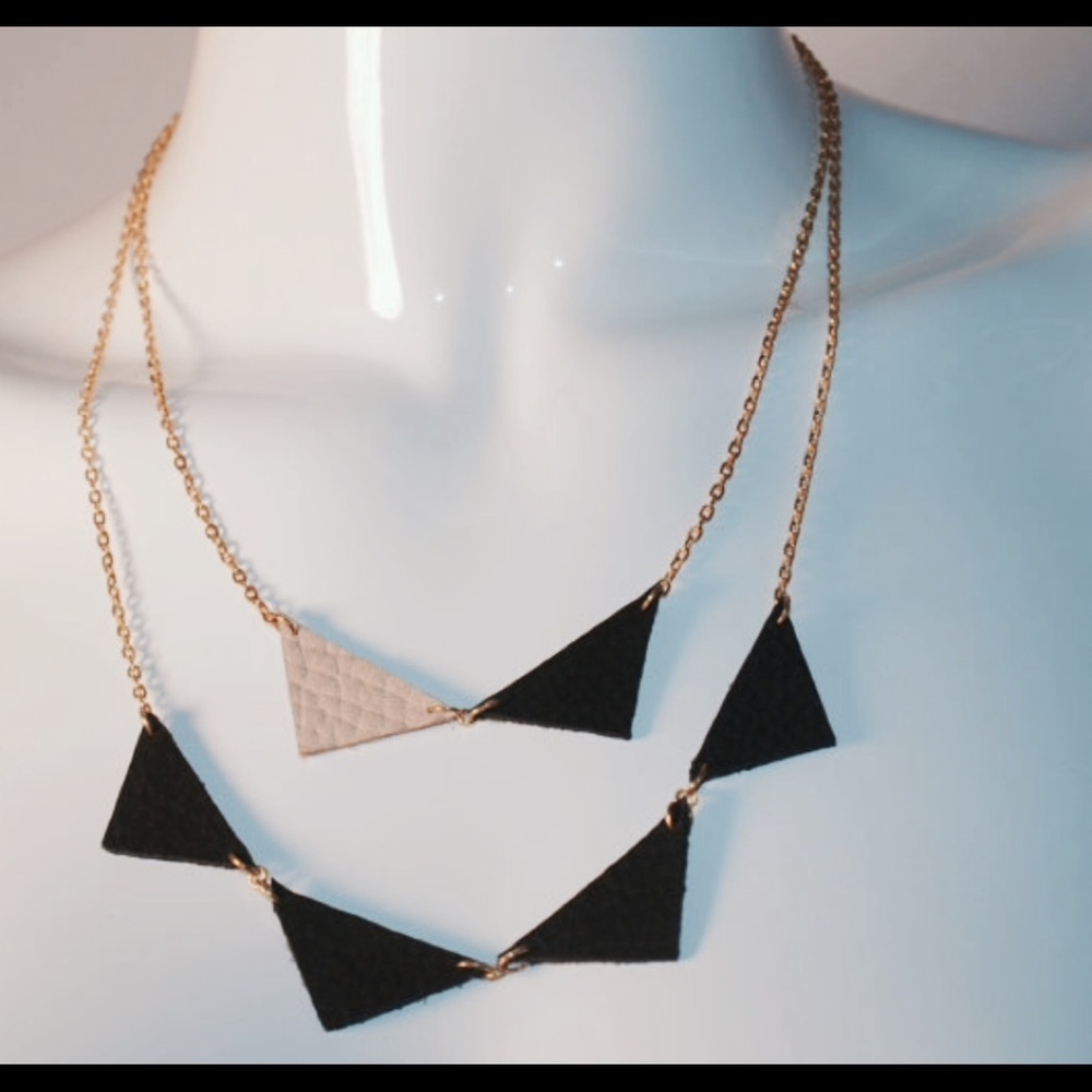 Genuine leather gold necklace bunting set